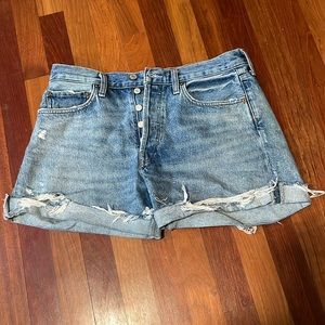 Agolde Parker long denim shorts, size 28